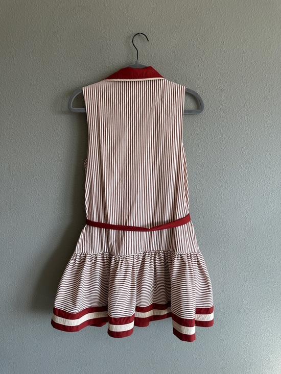 NWT Entro Red and Ivory Striped Belted Shirt Dress - Picture 10 of 13